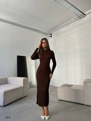 Hooded Maxi Length Corduroy Dress 