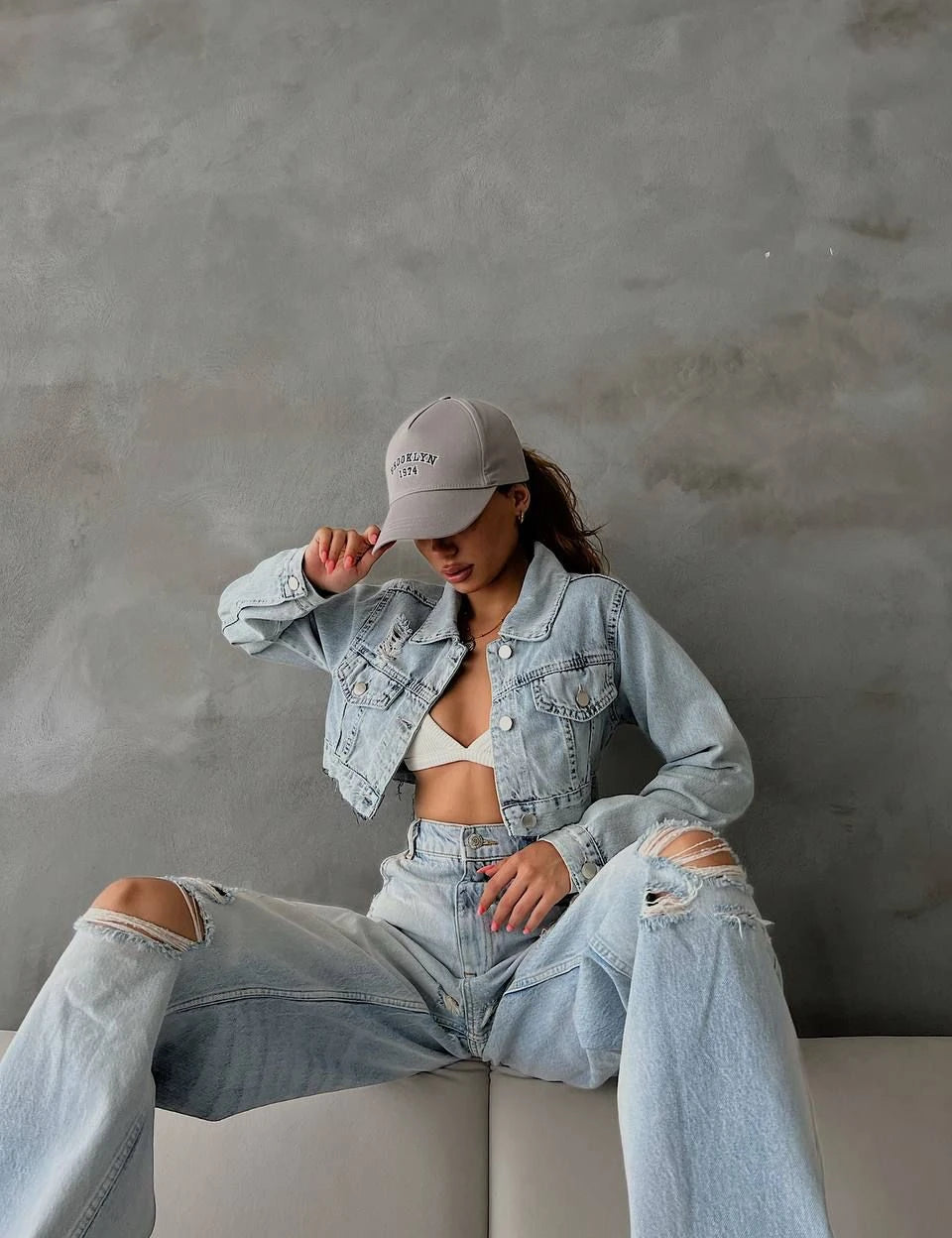 -Denim Crop Jacket-