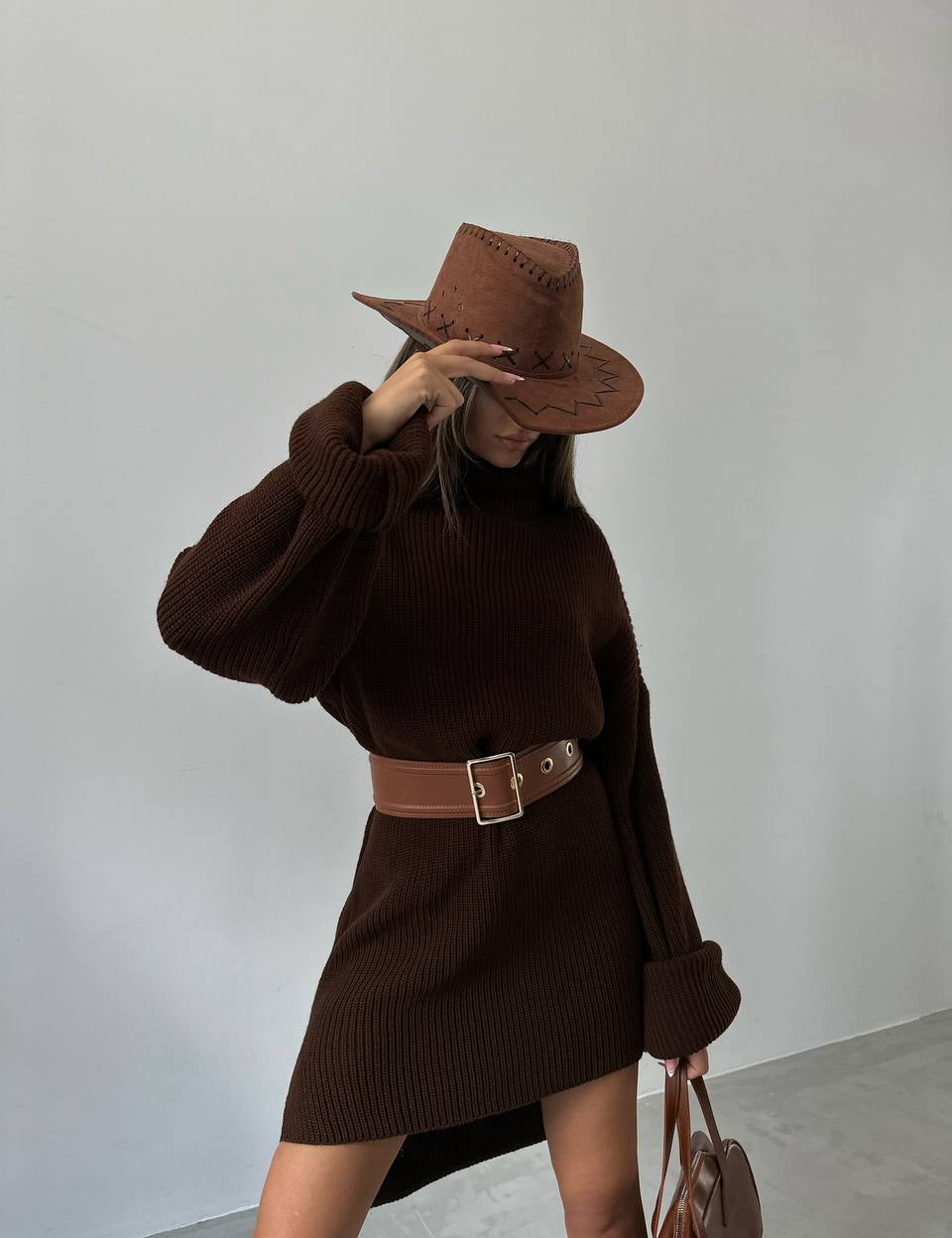 Oversize Slit Knitwear Dress