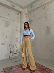 Belted Padded Crop Shirt 